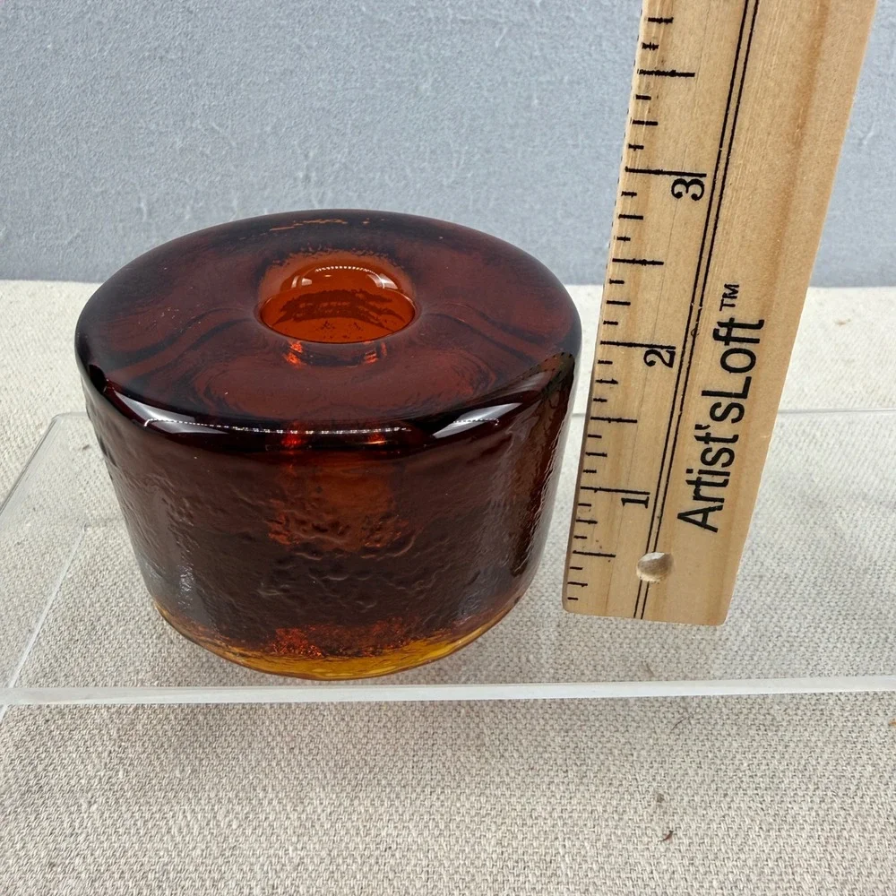 VTG‎ Pair Blenko 990A Amber Glass Candle Holders Don Shepherd